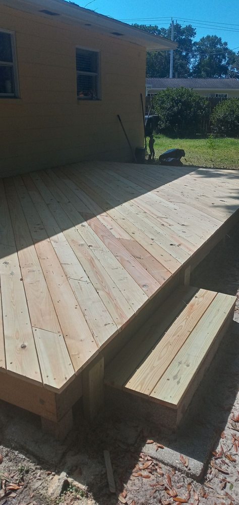 Brand new deck built from fresh lumber
